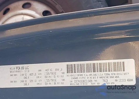 2019 Ram Promaster 2500 High Roof 159 Wb from USA, damaged, VIN 3C6TRVDG3KE515499